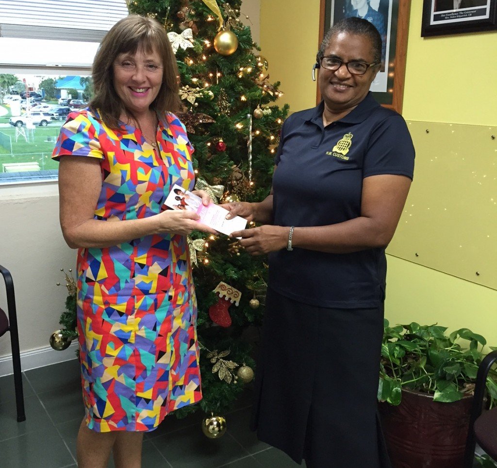 Hilary Cordeal presented the donations to a representative of the BCF.