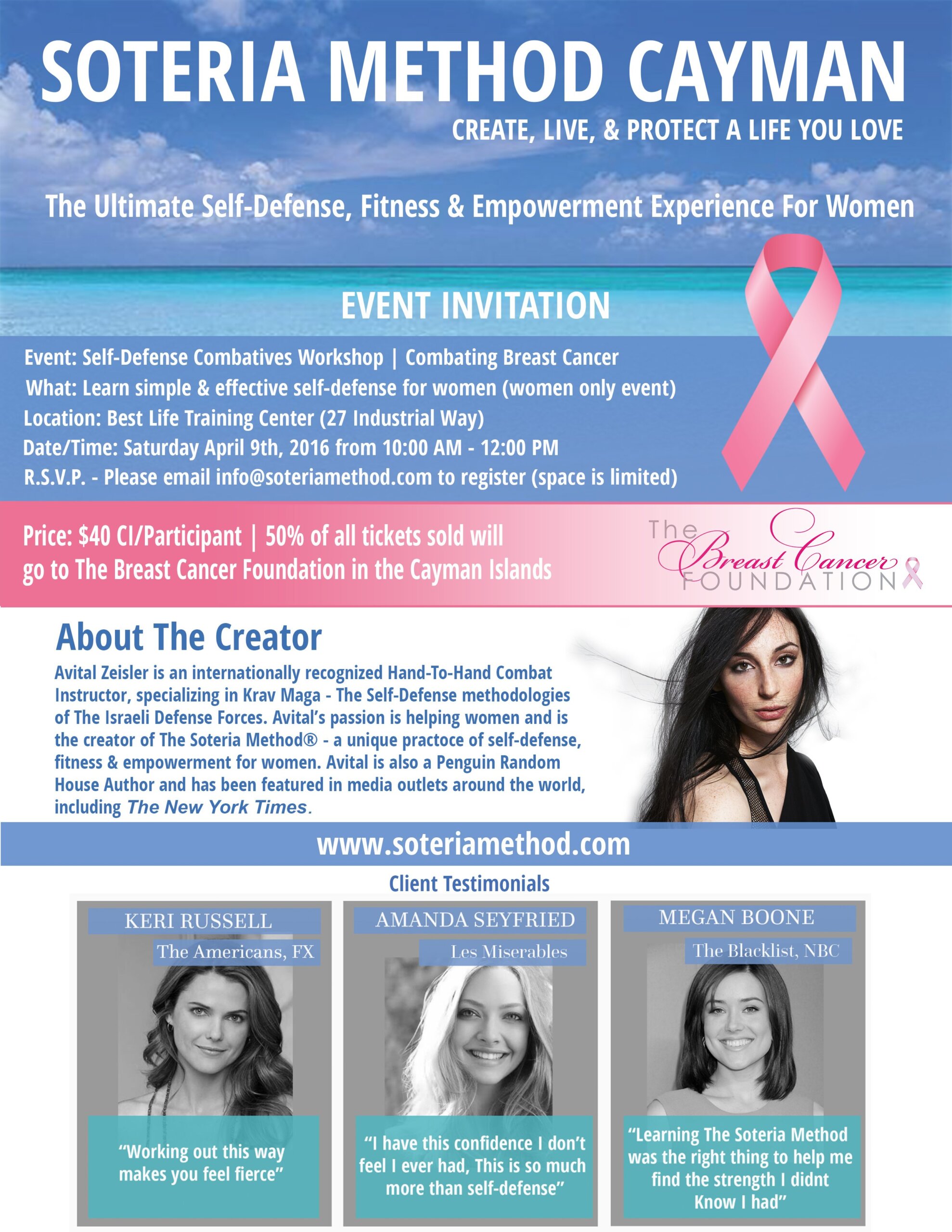 Soteria Method Workshop to Benefit Breast Cancer Foundation