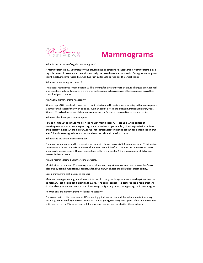 Mammogram Questions & Answers